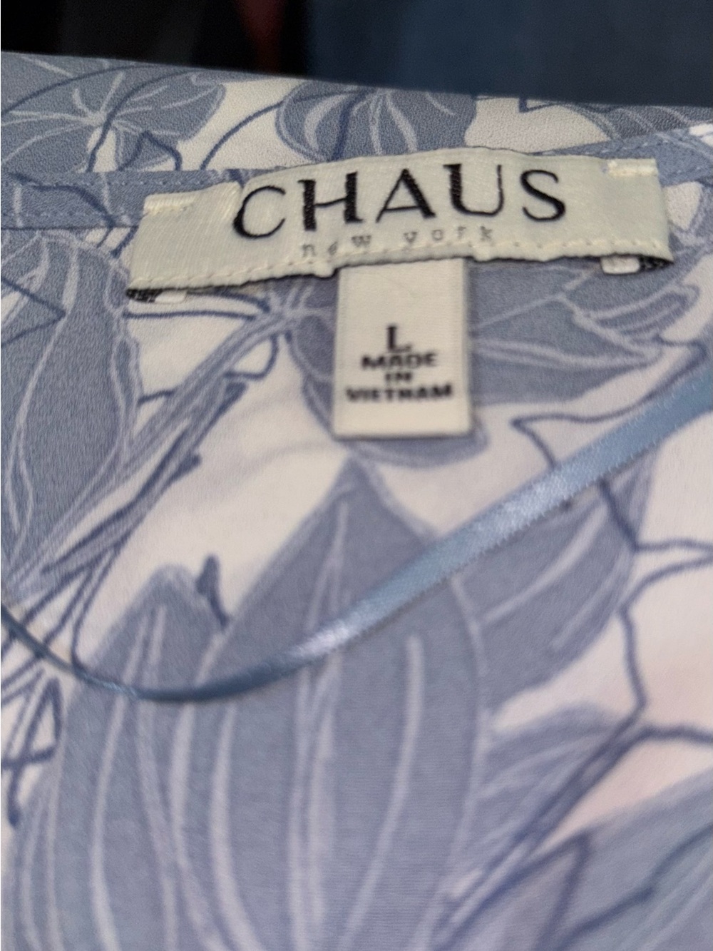 Chaus Blue & White Blouse with Leaf Print - Picture 7 of 9